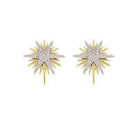 Twotone Pave Sunburst Earrings