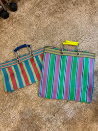SQUARE RECYCLED PLASTIC STRIPE BAG