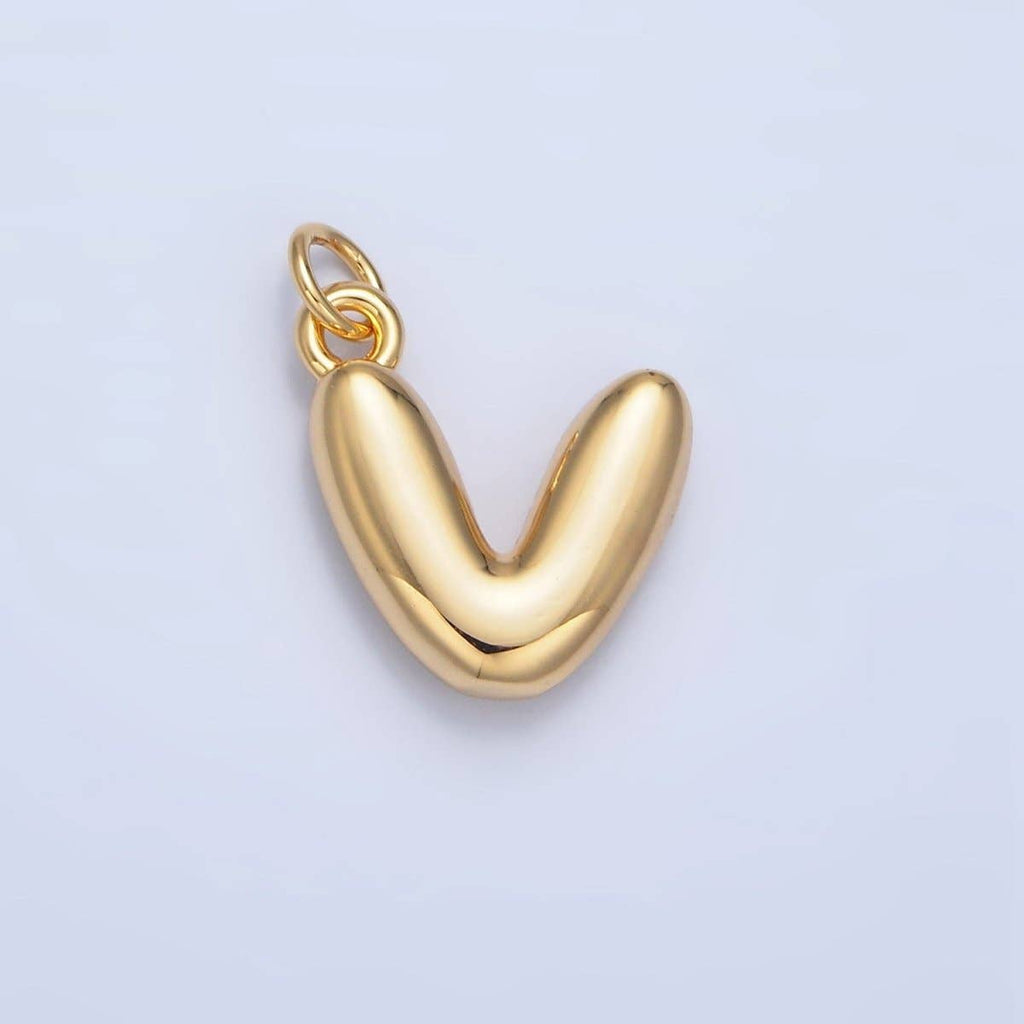 24K Gold Filled 17mm Initial Letter Chubby Balloon Charm | A1513 - A1525