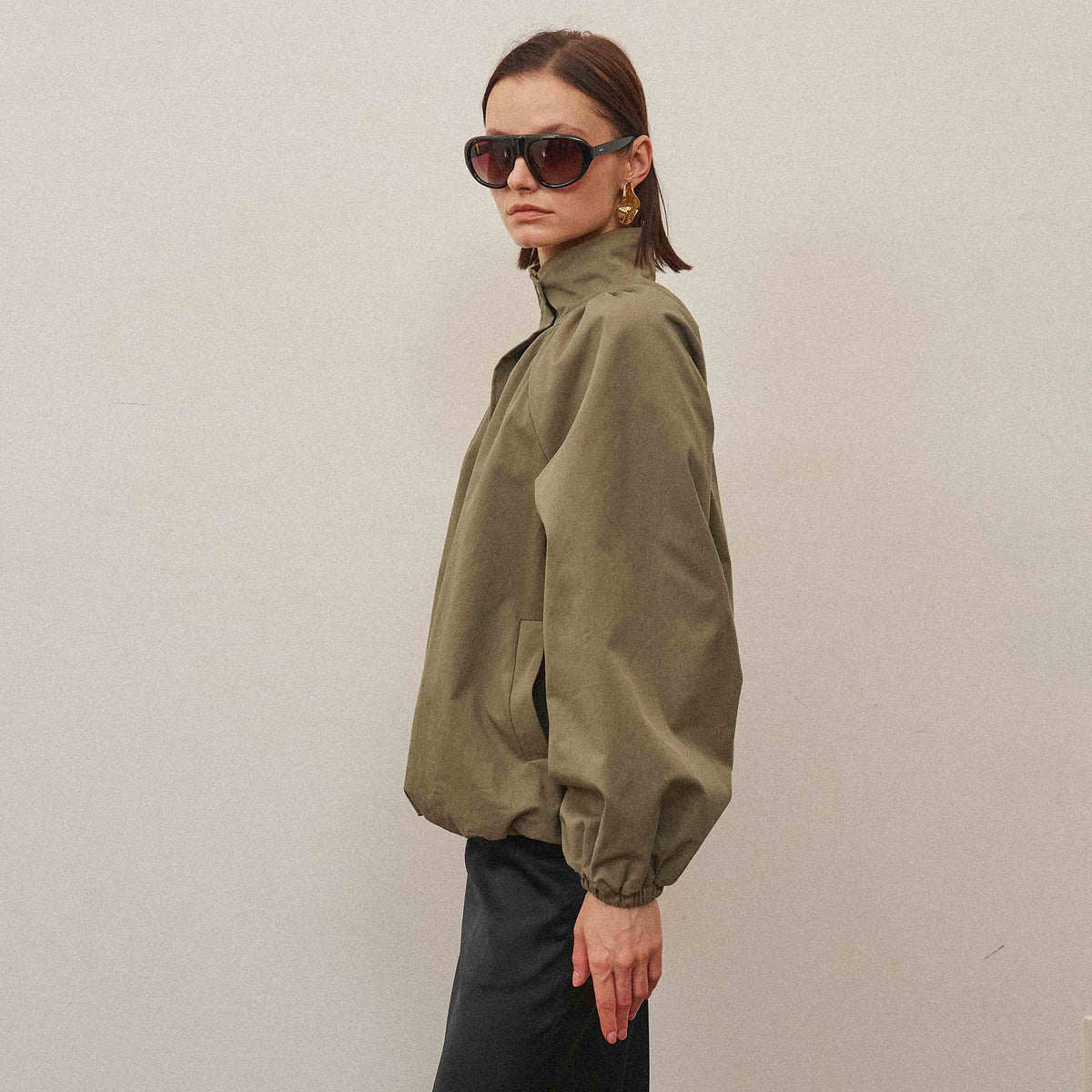High Neck Gathered Jacket