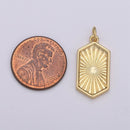 14K Gold Filled Hexagon Pendant Gold Sunburst Charm