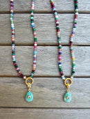 Multicolored Mini Beaded Charm Necklace