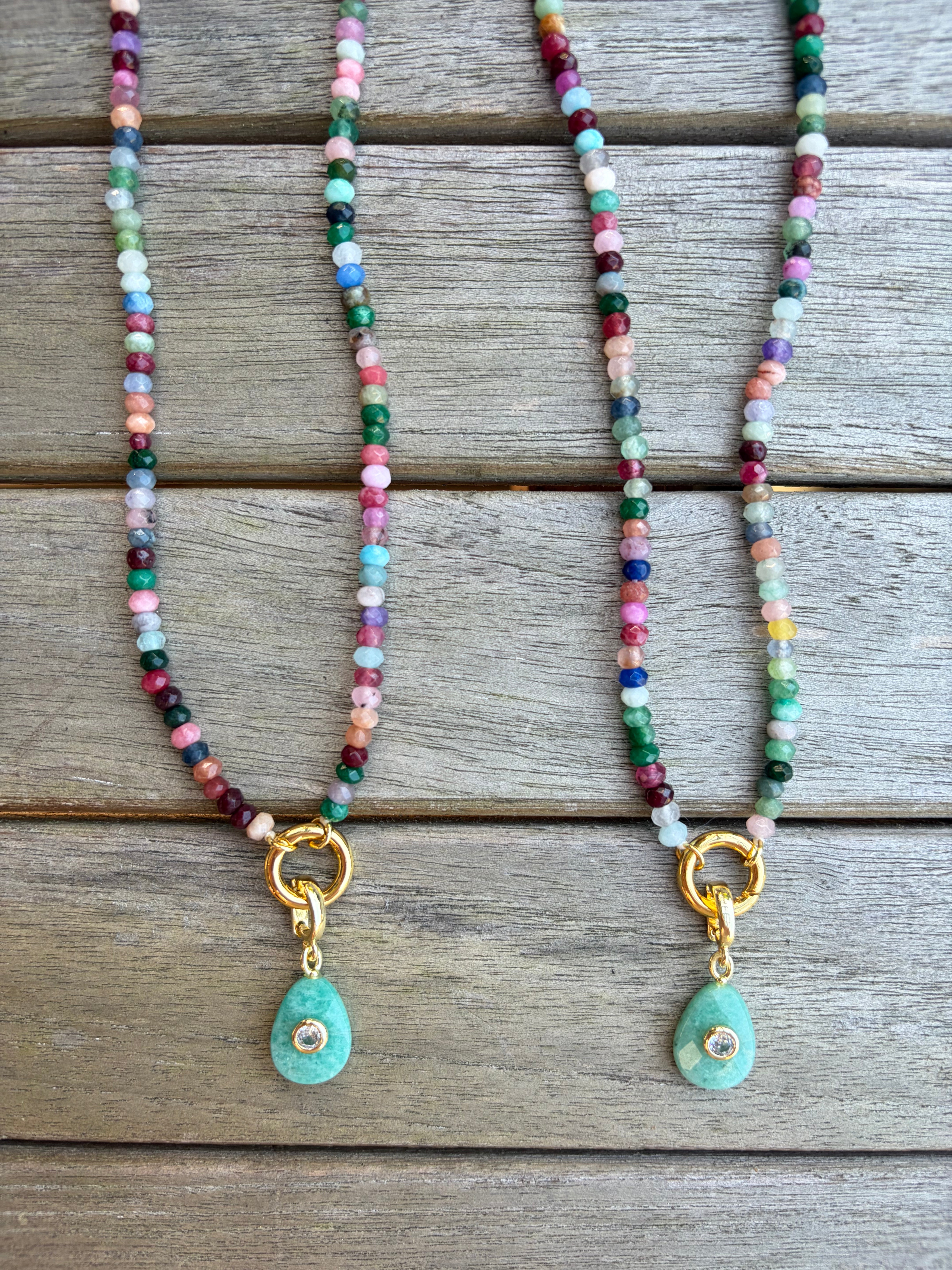 Multicolored Mini Beaded Charm Necklace