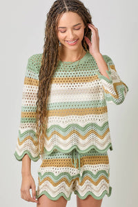 Open Stitch High Low Knit Cover Up Top