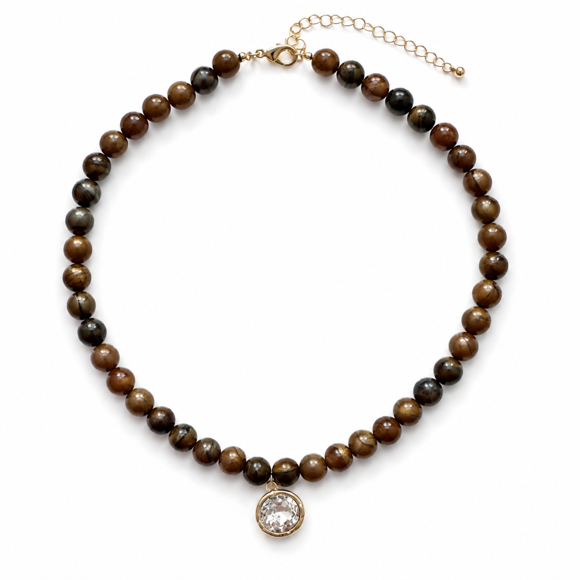 Beaded Necklace with Bezel Charm
