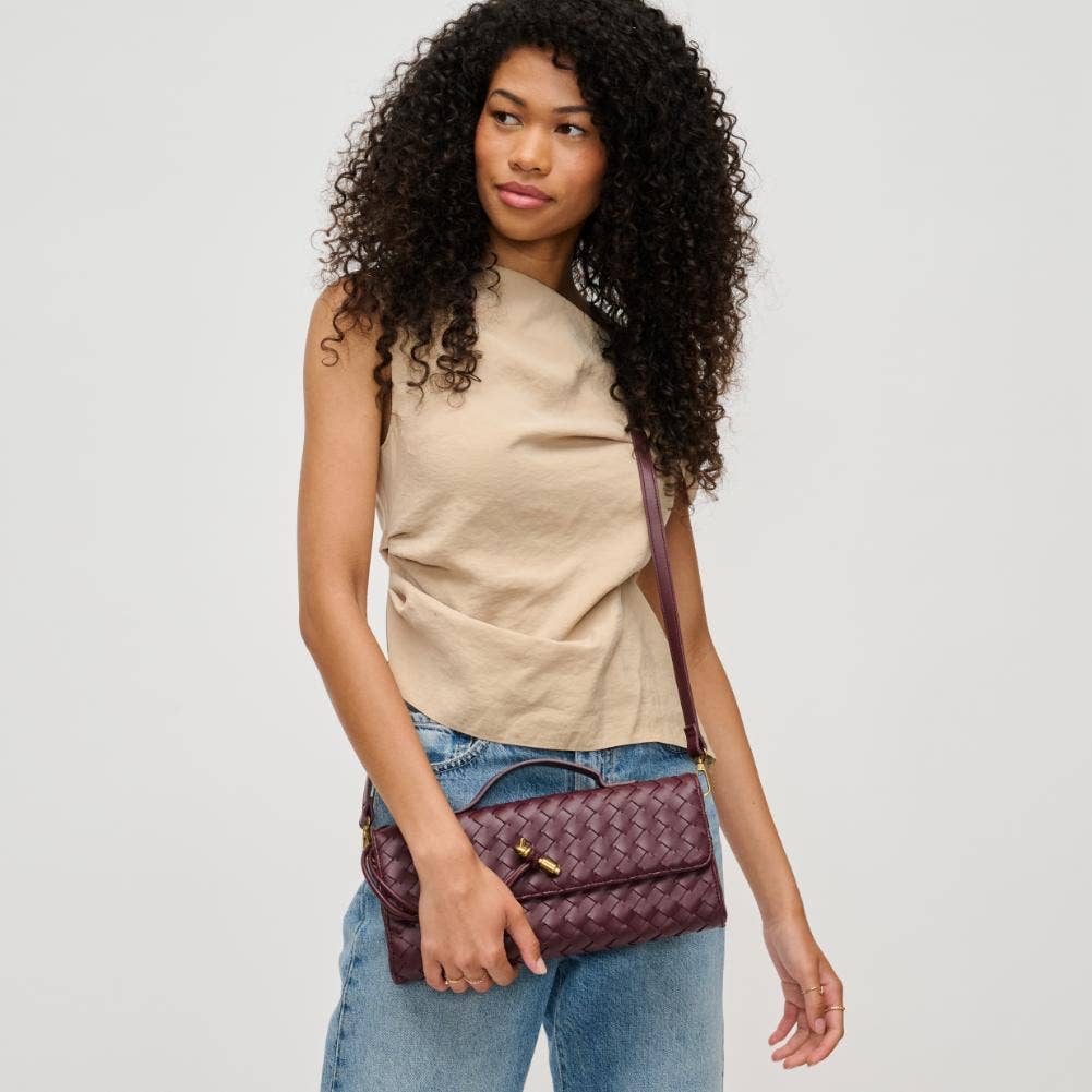 Ada Top Handle Woven East West Clutch Crossbody