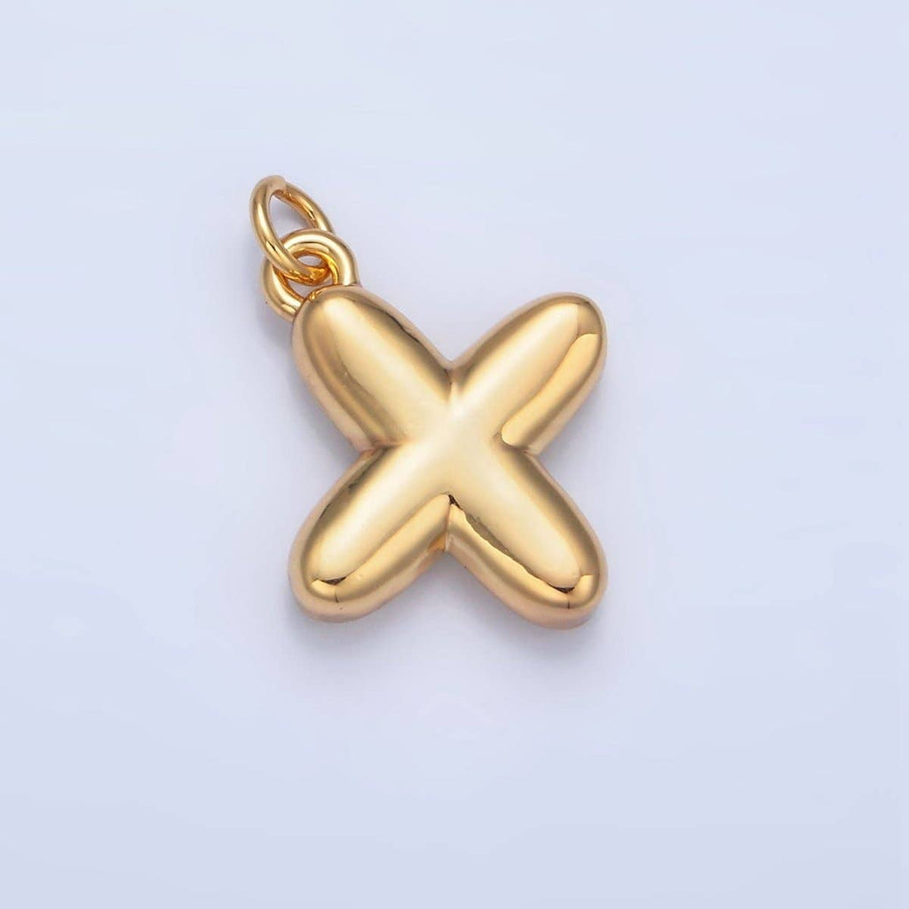 24K Gold Filled 17mm Initial Letter Chubby Balloon Charm | A1513 - A1525