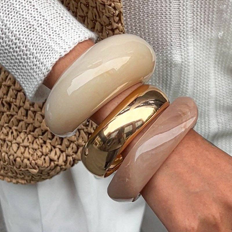 Vintage Irregular Wide Acrylic Bracelets