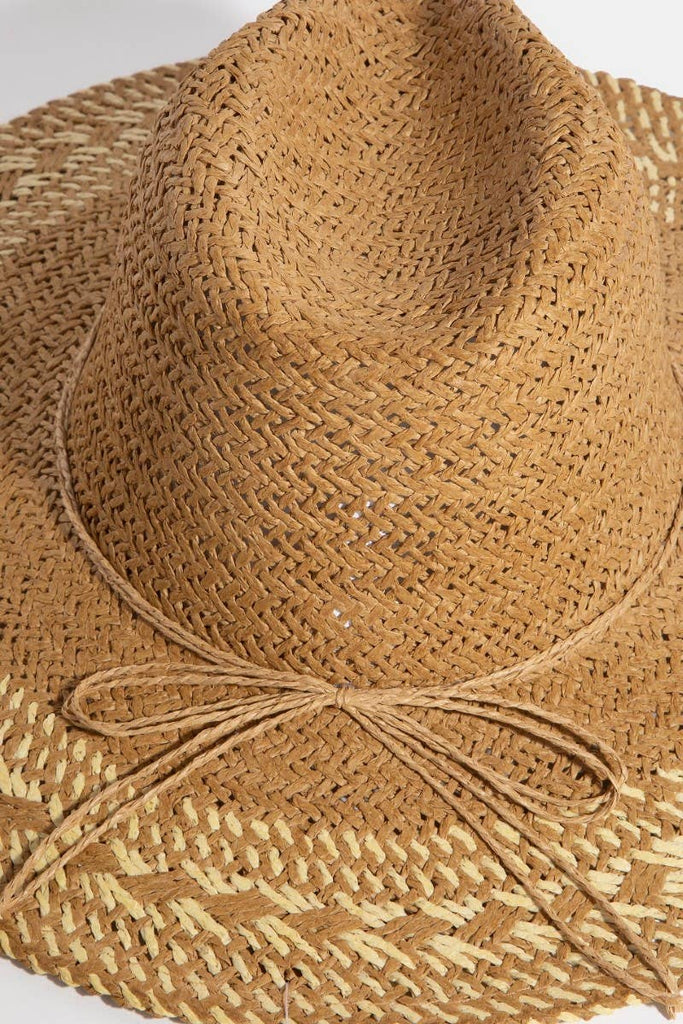 Two Tone Floppy Boho Straw Hat