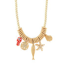 Red Sealife Multi Charm Cord Necklace
