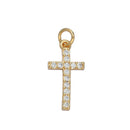 24K Gold Filled Mini Clear Micro Paved CZ Religious Cross Charm
