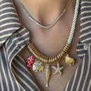 Red Sealife Multi Charm Cord Necklace