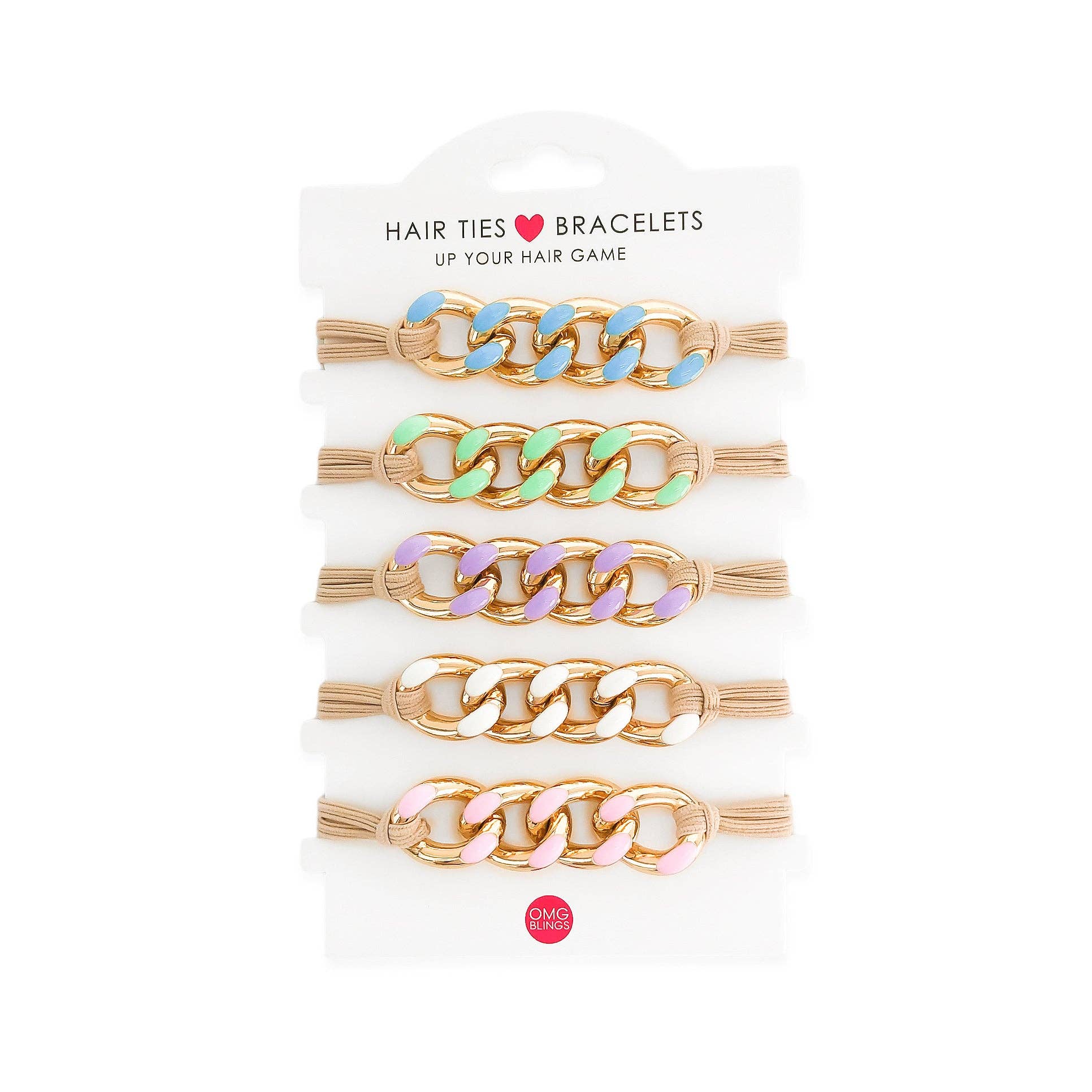 5pc Enamel Hair Tie in Pastel - Bracelet Set