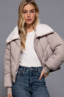 Long Sleeve Sherpa Collar Puffer Jacket