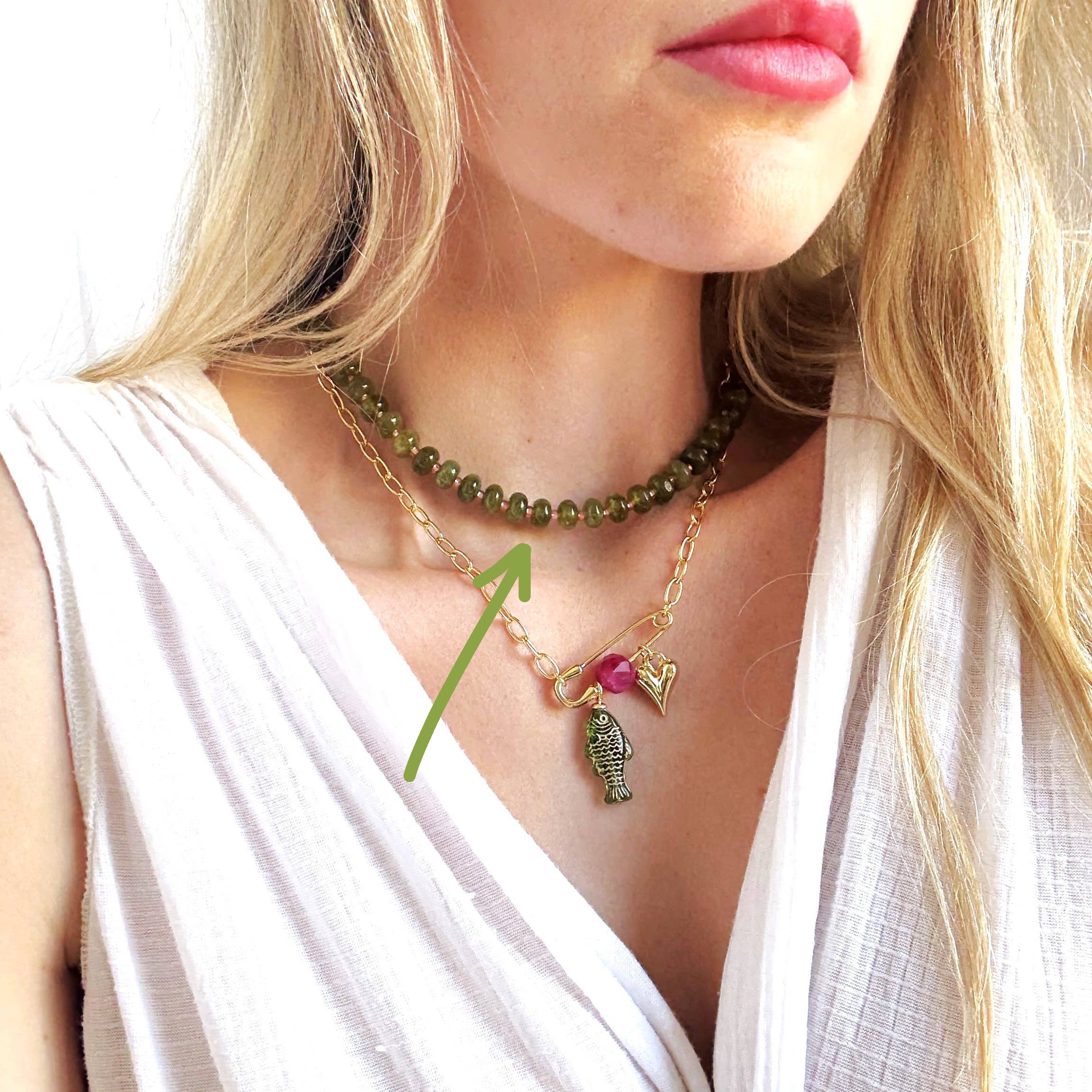 Willow Candy Bead Necklace in Green (In stock week of March 9th)