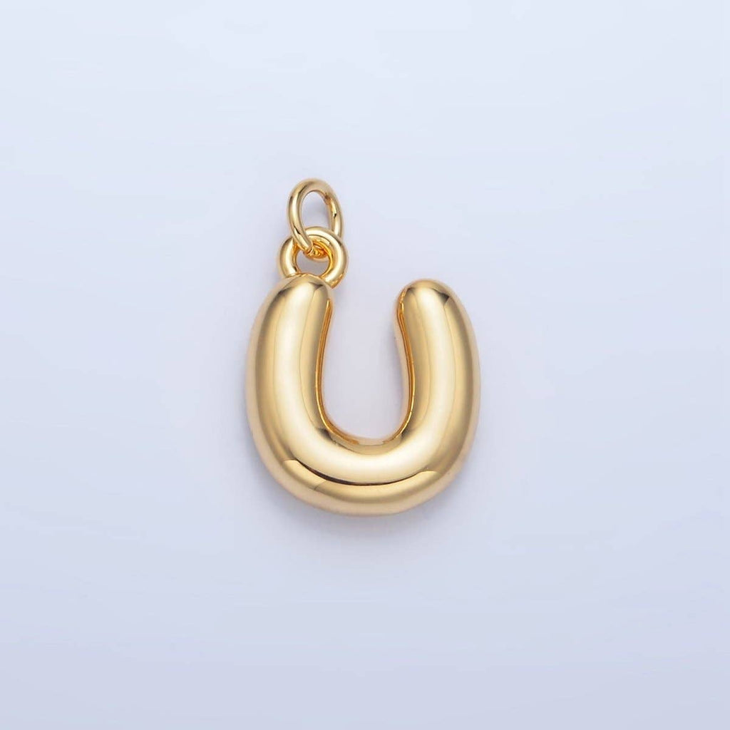 24K Gold Filled 17mm Initial Letter Chubby Balloon Charm | A1513 - A1525