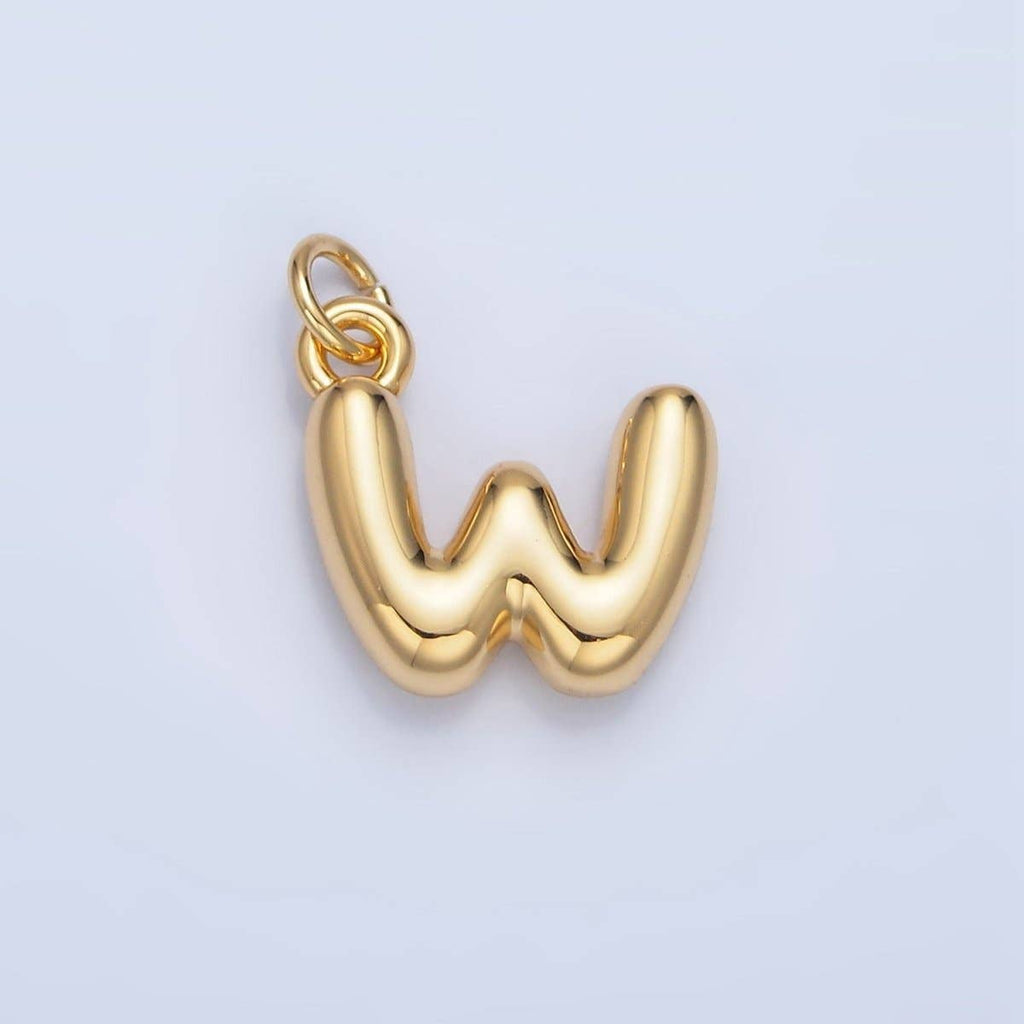 24K Gold Filled 17mm Initial Letter Chubby Balloon Charm | A1513 - A1525