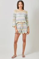 Open Stitch High Low Knit Cover Up Top