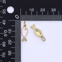 24K Gold Filled 16mm Micro Paved Cz Ocean Tiny Fish Enamel Charm