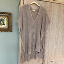 Crochet Beach Cover Up Poncho with Side Ties in Taupe