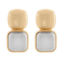 Hammered Dome & Metal Square Earrings