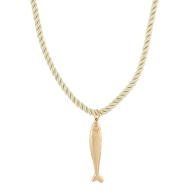 Textured Fish Cord Choker in Ivory