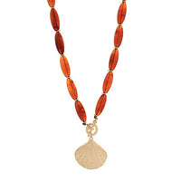 Sea Shell & Oval Jewel Necklace