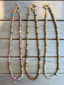Gold Beaded Necklace with Colorful Accent Beads