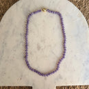 Small Round Bead Magnetic Clasp Necklace- Amethyst