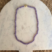 Small Round Bead Magnetic Clasp Necklace- Amethyst