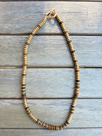 Gold Beaded Necklace with Colorful Accent Beads
