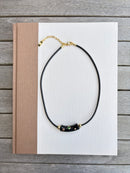 Leather Cord Bar Necklace - Black
