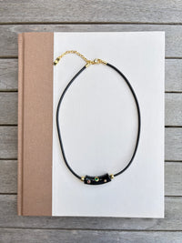 Leather Cord Bar Necklace - Black