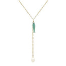 End Pearl Fish w/Stone Y Necklace in Turquoise