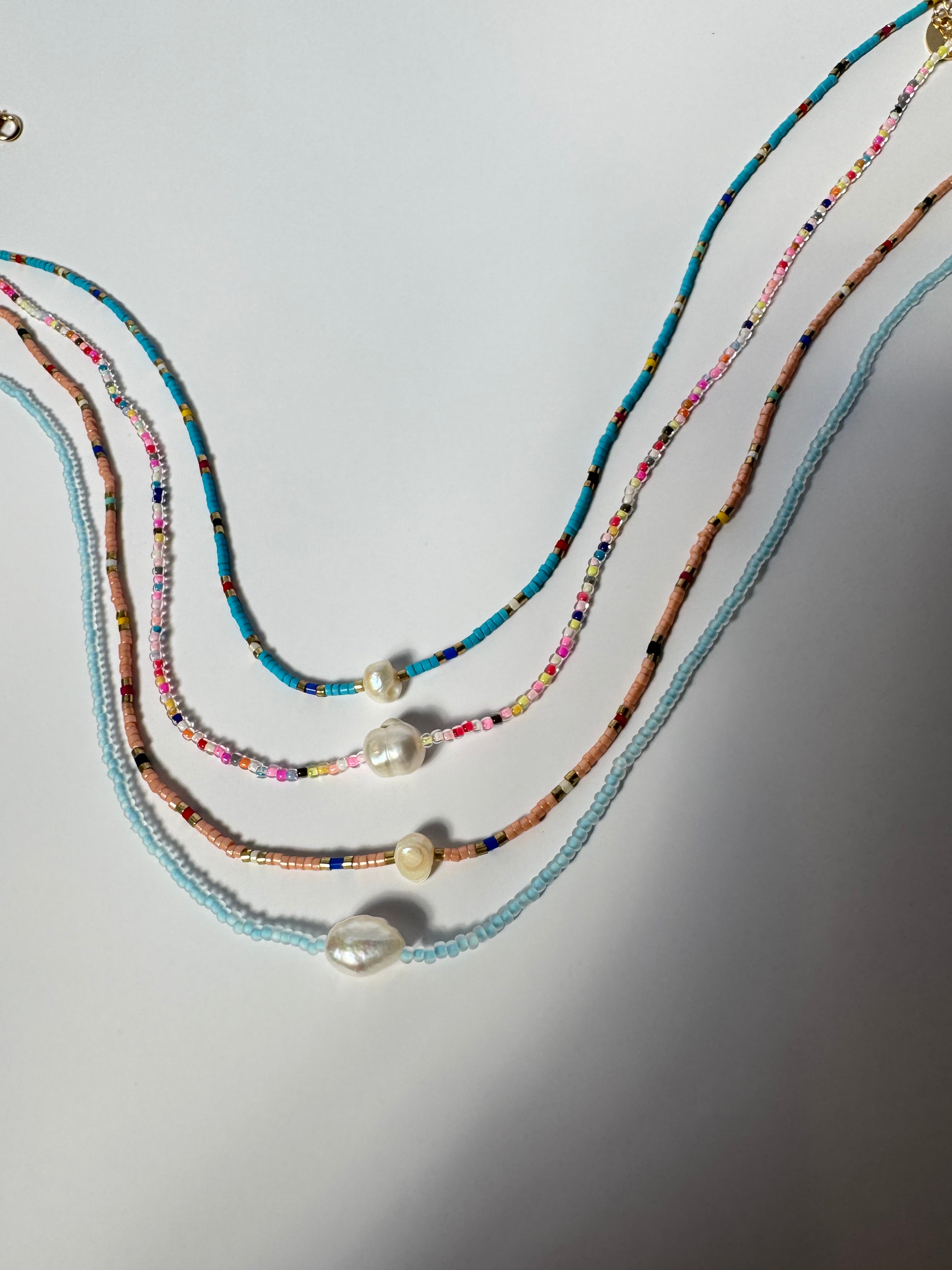 Glass Bead & Pearl Necklace