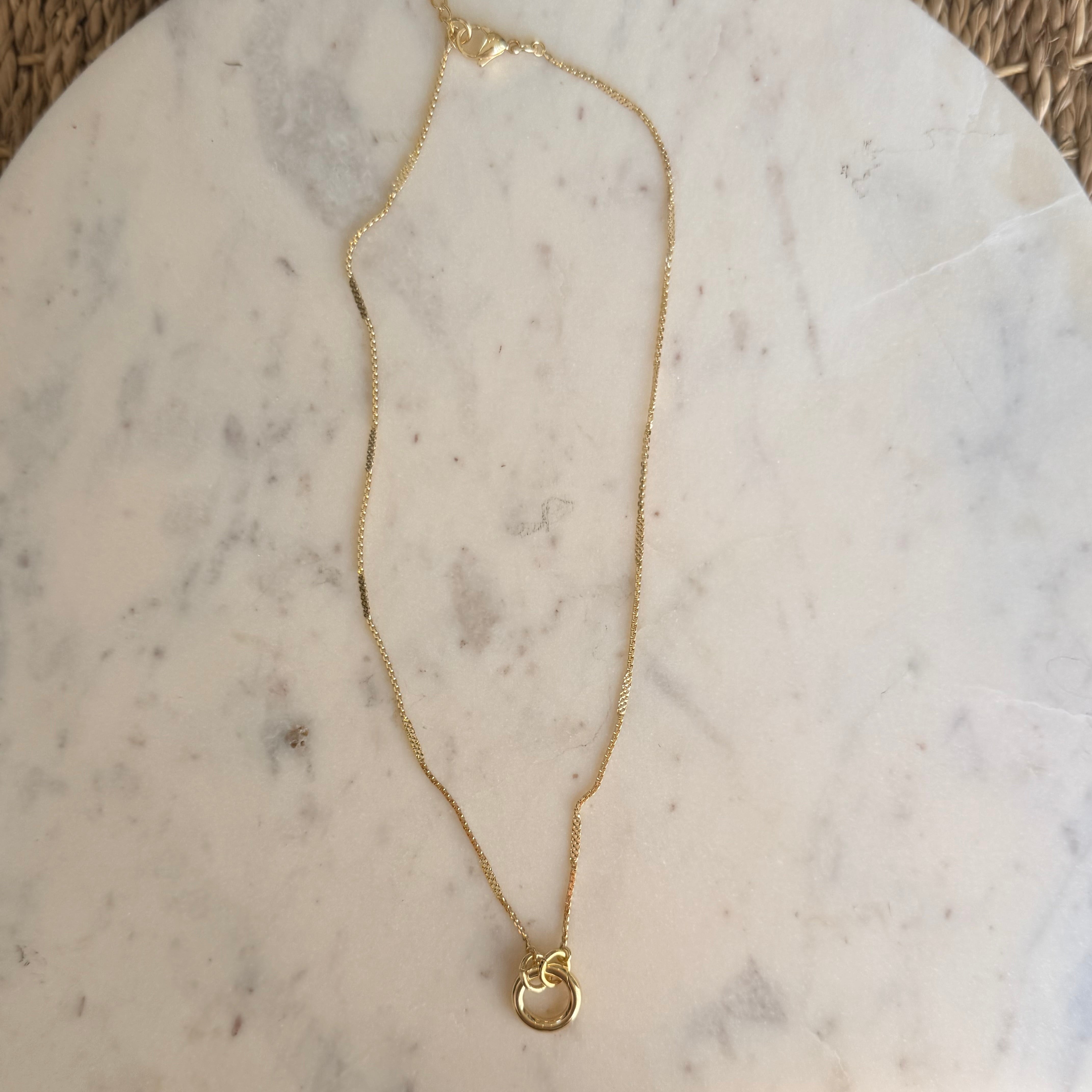 Gold Necklace with Charm Ring- 1