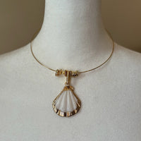 White Shell Gold Charm Necklace- Bijou Exclusive