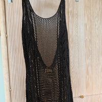 Sleeveless Metallic Knit Cover Up in Black