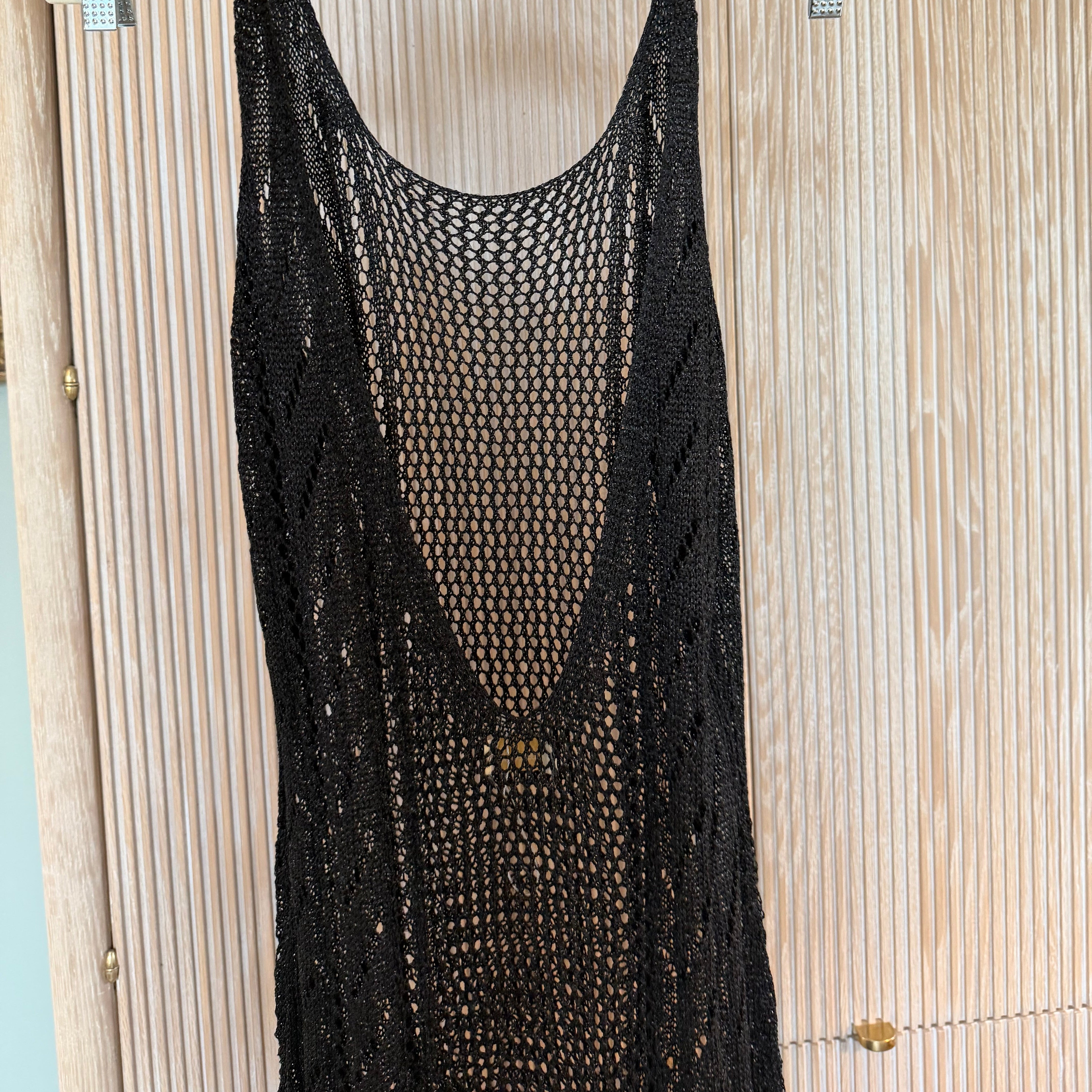 Sleeveless Metallic Knit Cover Up in Black