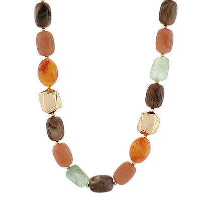 Marble Stone Geo Necklace in Yellow/Tortoise