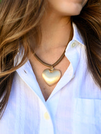 Heart & Stone Faux Cord Necklace