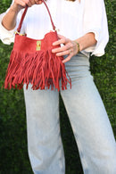 Suede-Like Microfiber Leather Crossbody Bucket Bag