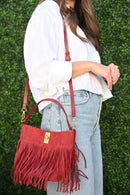 Suede-Like Microfiber Leather Crossbody Bucket Bag