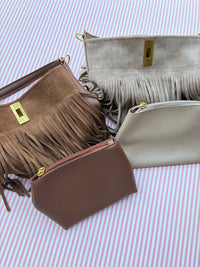 Faux Suede Fringe Handbag