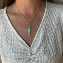 End Pearl Fish w/Stone Y Necklace in Turquoise
