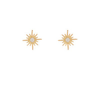 Pave CZ Sunburst Studs in Gold