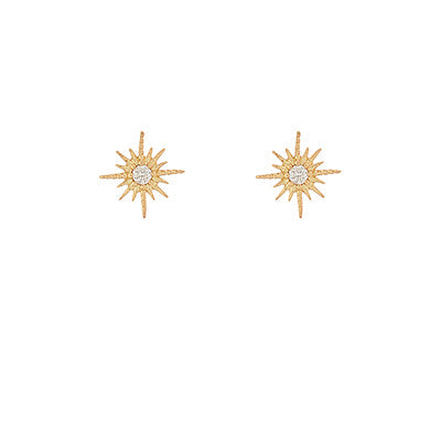 Pave CZ Sunburst Studs in Gold