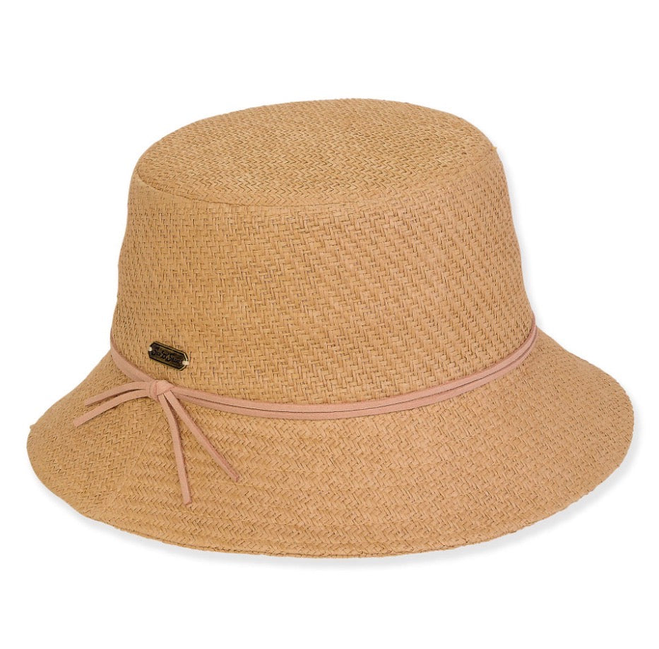 Sun’N’Sand Paper Straw Bucket Hat in Tan