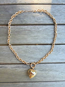 Gold Chain with Gold Bubble Heart