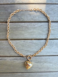 Gold Chain with Gold Bubble Heart